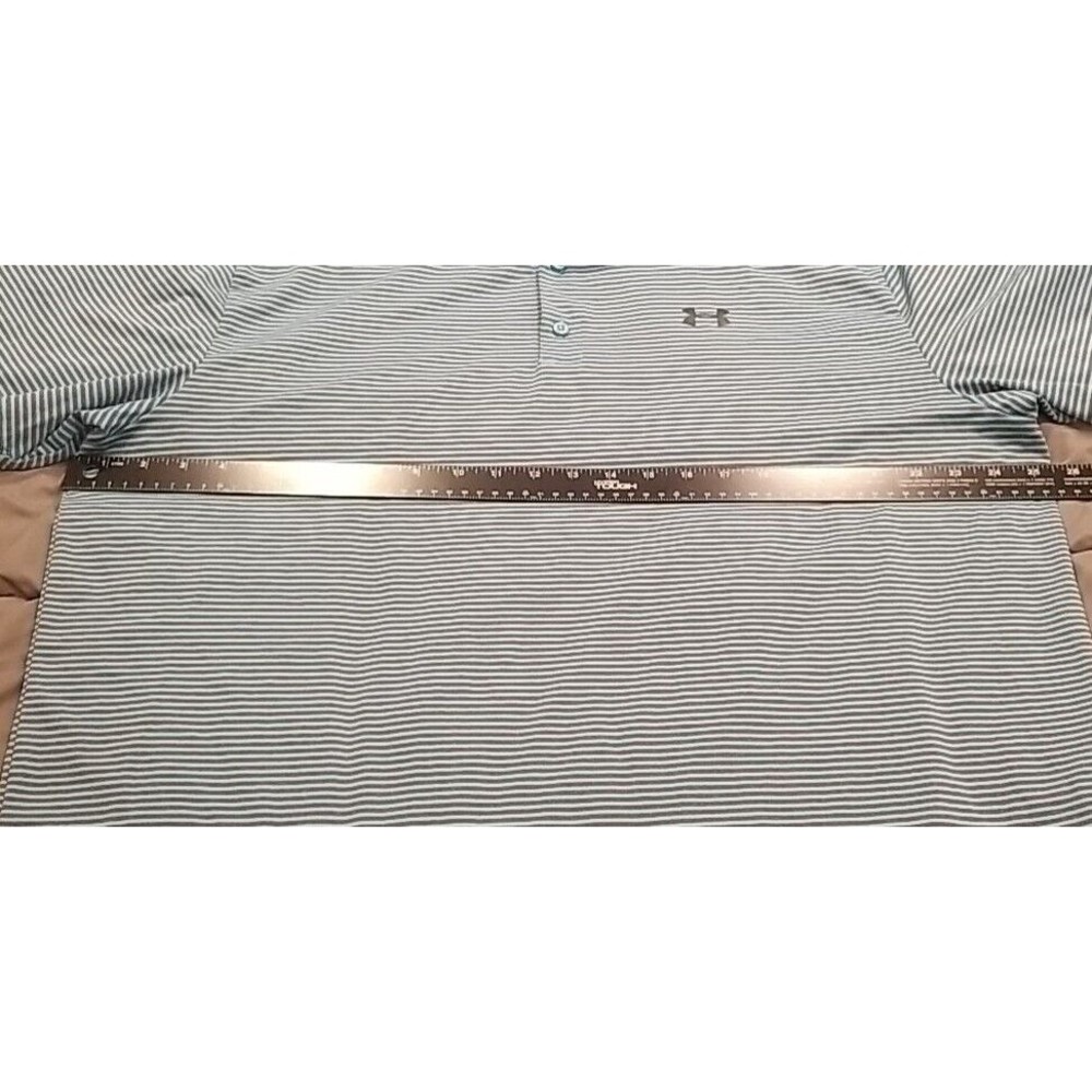 Under Armour Light Blue and White Striped Polo Shirt - Picture 5 of 10